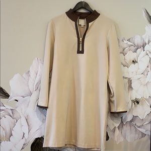 SAIL TO SABLE LEATHER TRIM ZIPPER DRESS